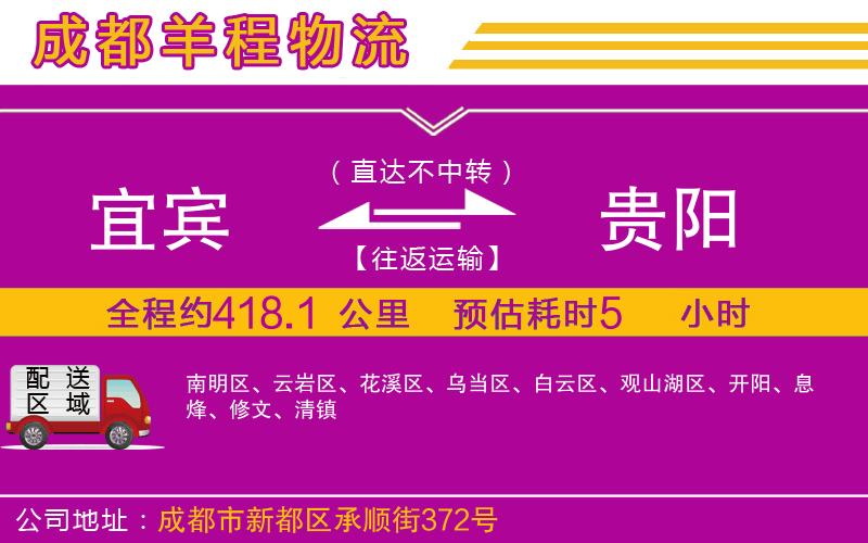 宜賓到貴陽物流公司