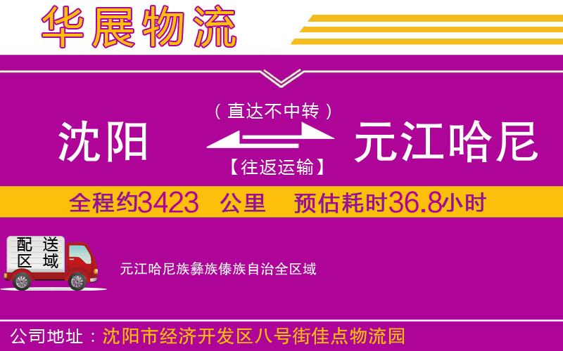 沈陽到元江哈尼族彝族傣族自治物流專線