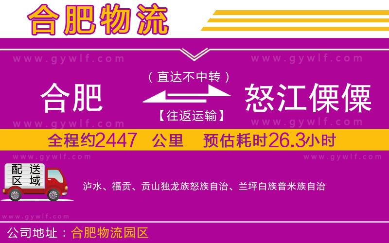 合肥到怒江傈僳族自治州物流公司