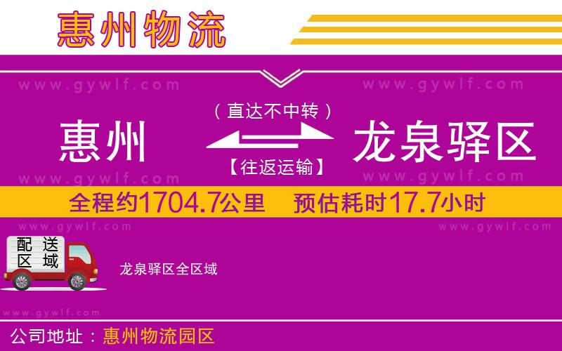 惠州到龍泉驛區(qū)物流公司