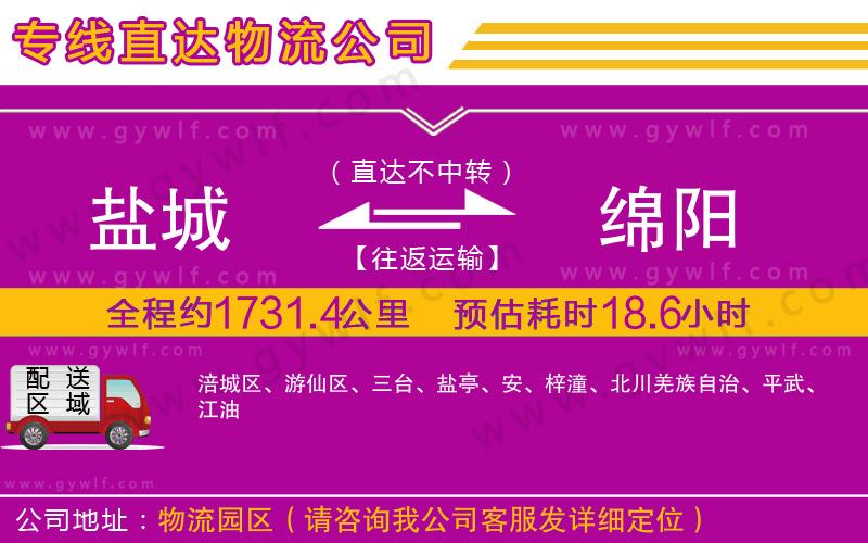 鹽城到綿陽物流公司 鹽城到綿陽物流公司