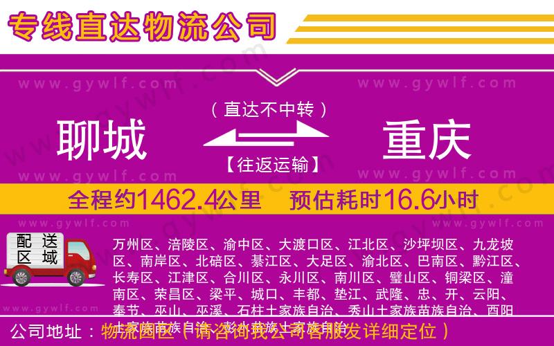 聊城到重慶物流公司