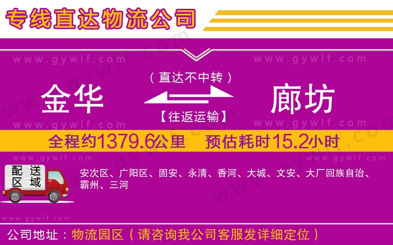 金華到廊坊物流公司