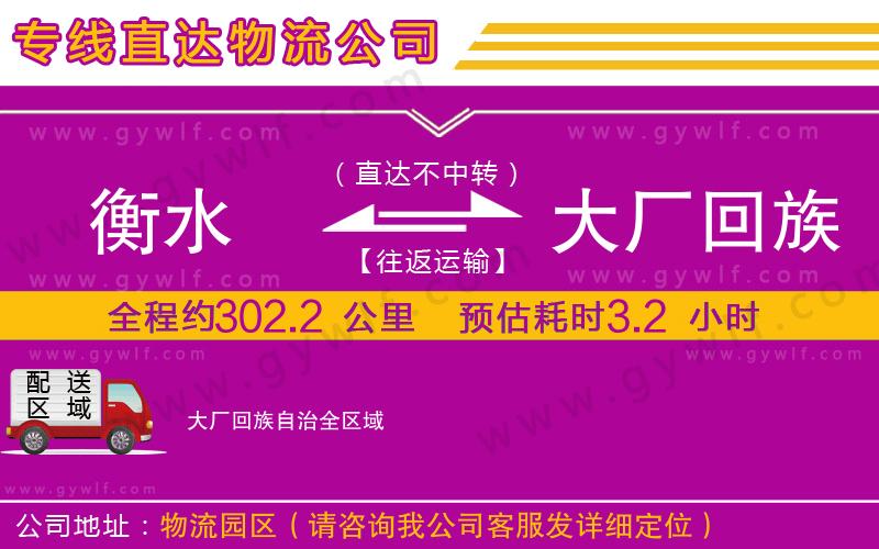 衡水到大廠回族自治物流公司