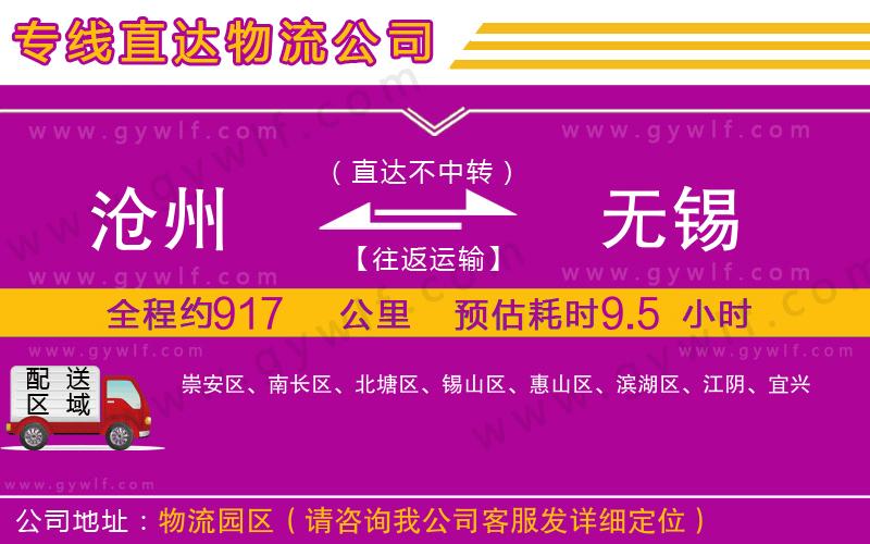滄州到無(wú)錫物流公司