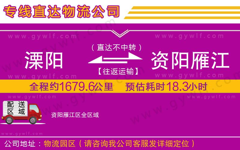 溧陽(yáng)到資陽(yáng)雁江區(qū)物流公司