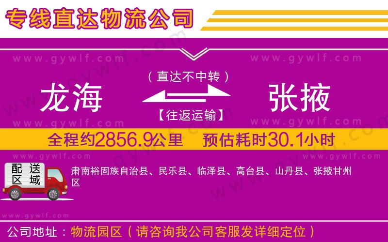 龍海到張掖物流公司