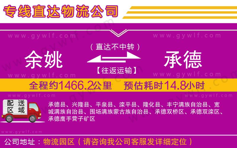 余姚到承德物流公司