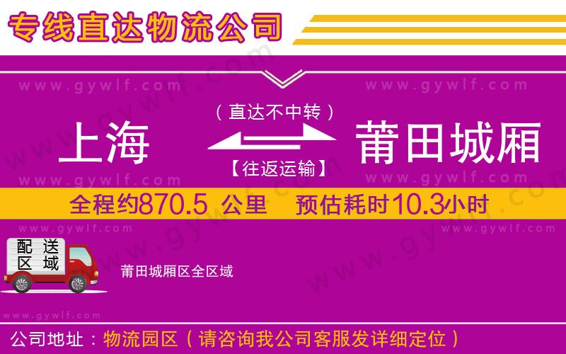 上海到莆田城廂區(qū)貨運公司