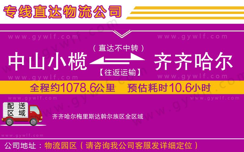 中山小欖到齊齊哈爾梅里斯達斡爾族區(qū)物流公司