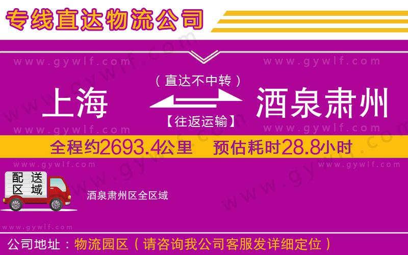 上海到酒泉肅州區(qū)物流專線 上海到酒泉肅州區(qū)物流專線