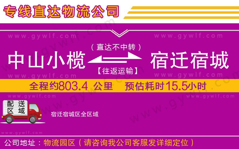 中山小欖到宿遷宿城區(qū)物流公司