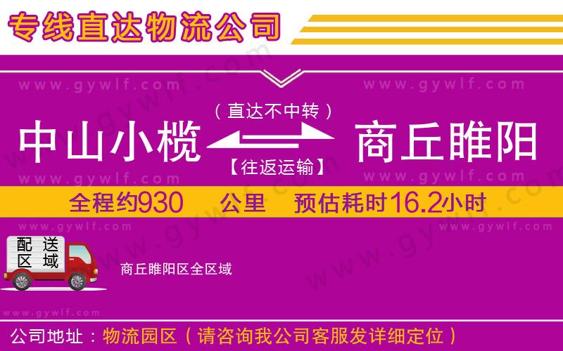 中山小欖到商丘睢陽區(qū)物流公司
