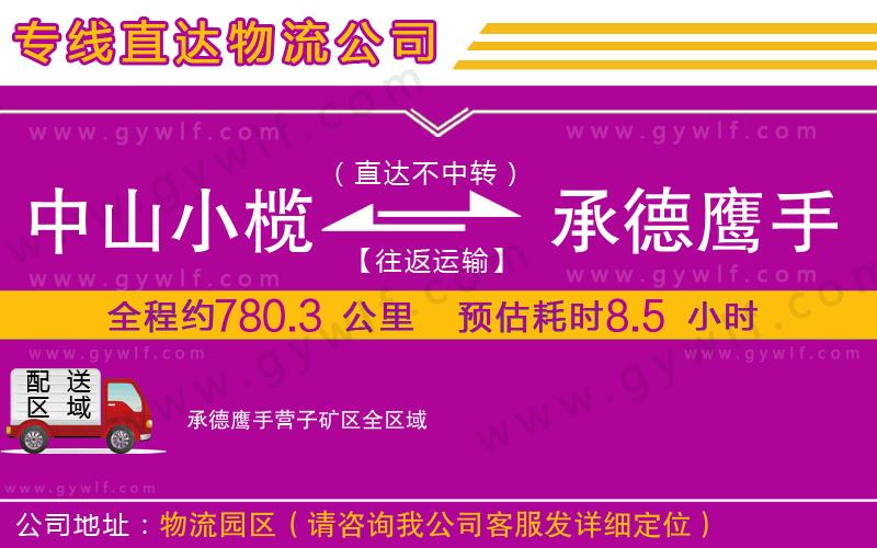 中山小欖到承德鷹手營子礦區(qū)物流公司