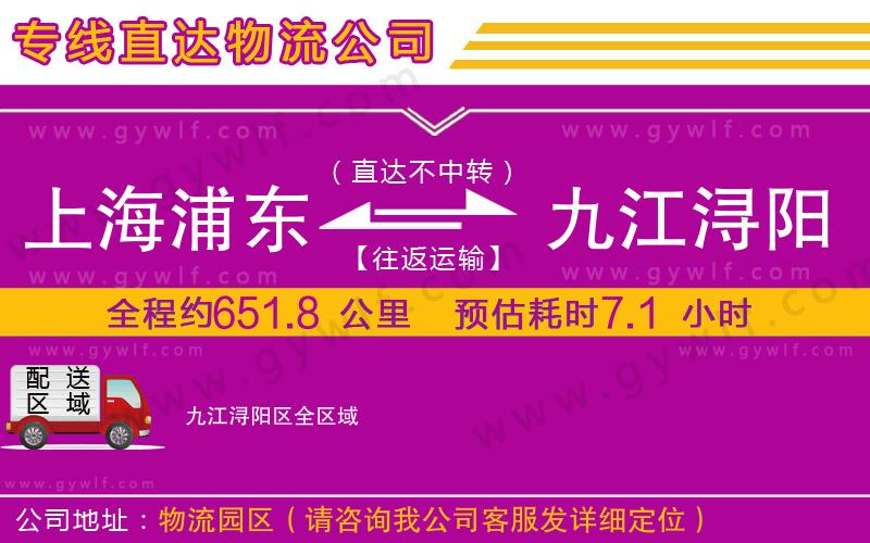 上海浦東區(qū)到九江潯陽區(qū)物流公司