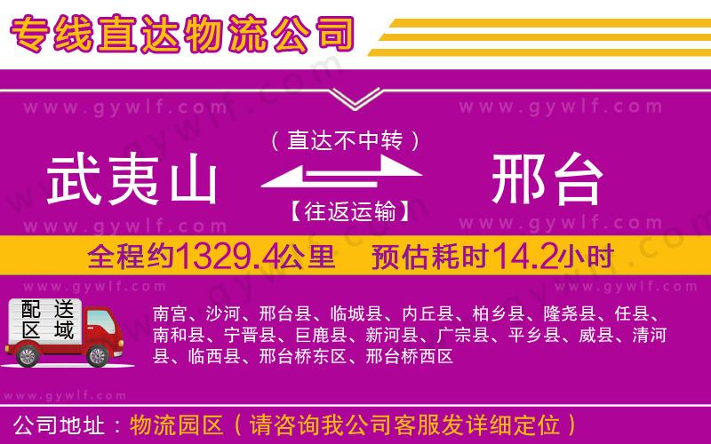 武夷山到邢臺(tái)物流公司