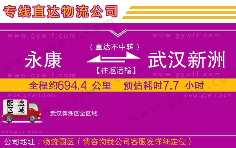 永康到武漢新洲區(qū)物流公司