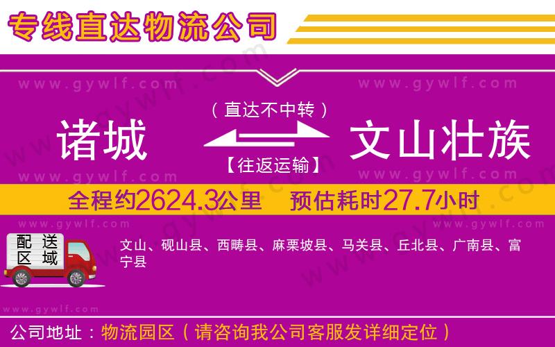 諸城到文山壯族苗族自治州物流公司