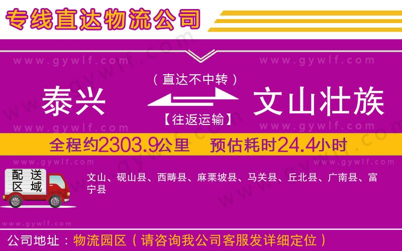 泰興到文山壯族苗族自治州物流公司
