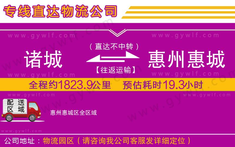 諸城到惠州惠城區(qū)物流公司