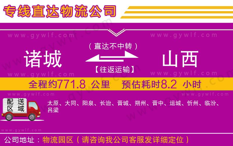 諸城到山西物流公司